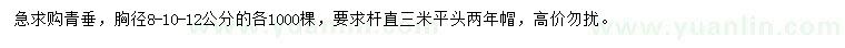 求購(gòu)胸徑8、10、12公分青垂