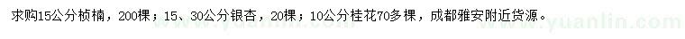 求購楨楠、銀杏、桂花