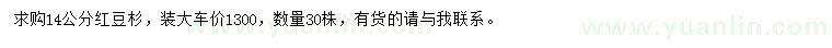求購14公分紅豆杉