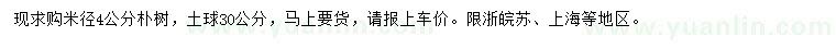 求購4公分樸樹