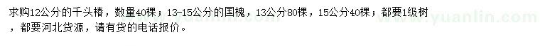 求購12公分千頭椿、13-15公分國槐