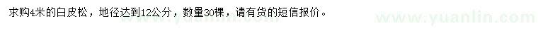 求購(gòu)4米白皮松