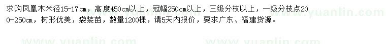 求購米徑15-17公分鳳凰木