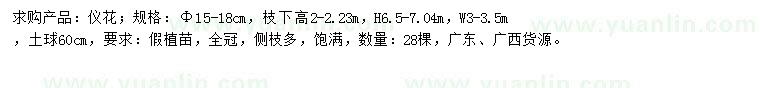 求購15-18公分儀花