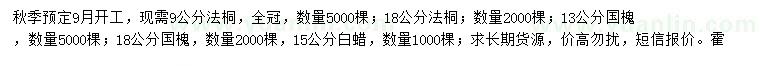 求購法桐、國槐、白蠟