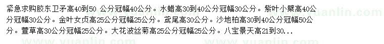 求購(gòu)膠東衛(wèi)矛、水蠟、紫葉小檗等