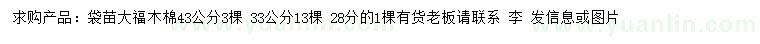 求購28、33、43公分大腹木棉