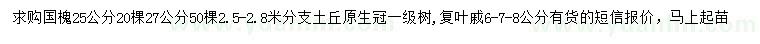求購(gòu)25、27公分國(guó)槐