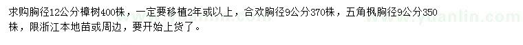 求購樟樹、合歡、五角楓