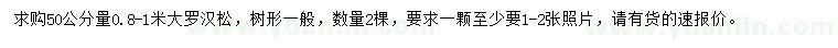 求購50公分量0.8-1米大羅漢松