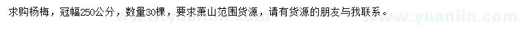 求購冠250公分楊梅