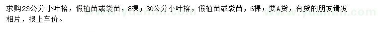 求購23、30公分小葉榕