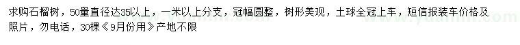 求購50量直徑達(dá)35公分以上石榴樹