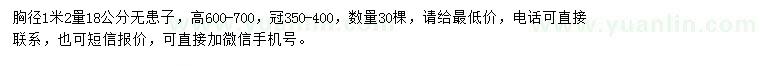 求購(gòu)胸徑1米2量18公分無(wú)患子