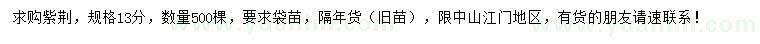 求購13公分紫荊