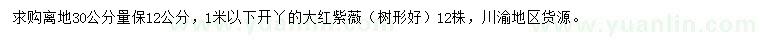 求購離地30公分量保12公分大紅紫薇
