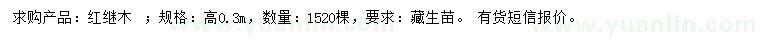 求購高0.3米紅繼木