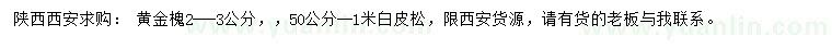 求購2-3公分黃金槐、50公分-1米白皮松