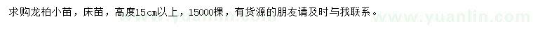 求購高度15公分以上龍柏小苗