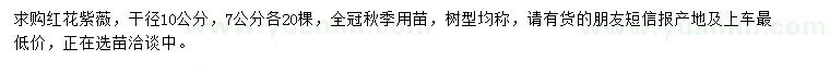 求購7、10公分紅花紫薇