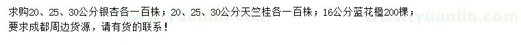 求購(gòu)銀杏、天竺桂、藍(lán)花楹