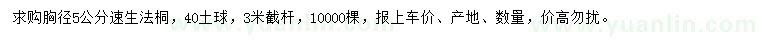 求購(gòu)胸徑5公分速生法桐