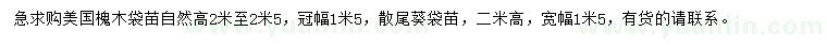 求購高2米美國槐木、散尾葵