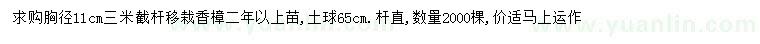求購胸徑11公分香樟 