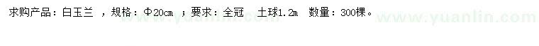 求購20公分白玉蘭
