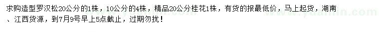 求購(gòu)10、20公分造型羅漢松、20公分桂花