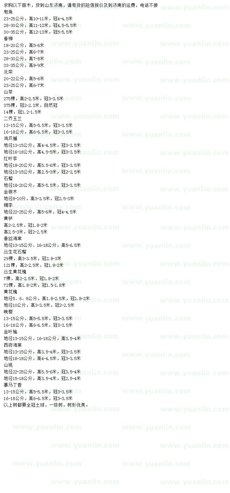 求購皂角、垂柳、北欒等