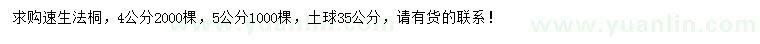 求購4、5公分速生法桐