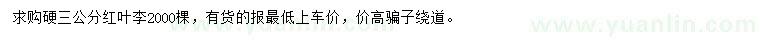 求購3公分紅葉李