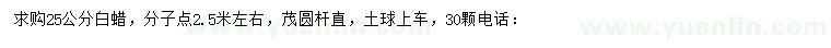 求購(gòu)25公分白蠟