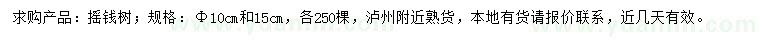 求購10、15公分搖錢樹