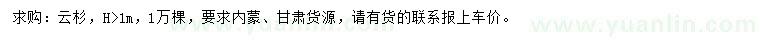 求購高1米以上云杉