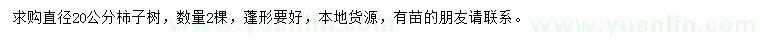 求購直徑20公分柿子樹