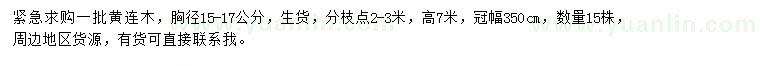 求購胸徑15-17公分黃連木