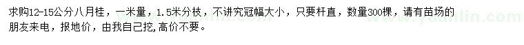 求購12-15公分八月桂