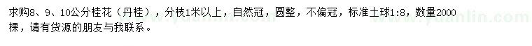 求購8、9、10公分桂花（丹桂）