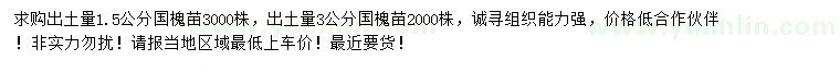 求購1.5、3公分國槐苗