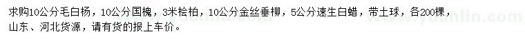 求購毛白楊、國槐、檜柏等