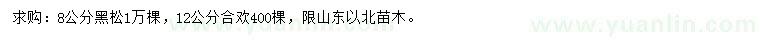 求購8公分黑松、12公分合歡