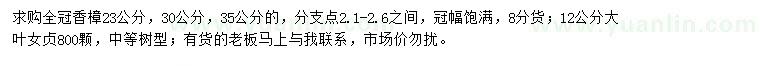 求購23、30、35公分香樟、12公分大葉女貞