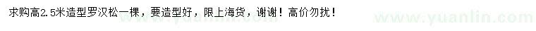 求購(gòu)高2.5米造型羅漢松