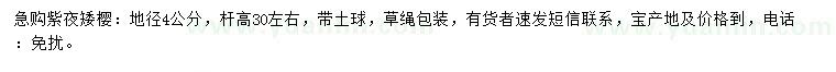 求購地徑4公分紫葉矮櫻