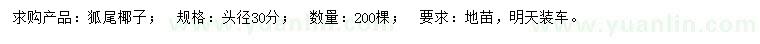 求購(gòu)頭徑30公分狐尾椰子