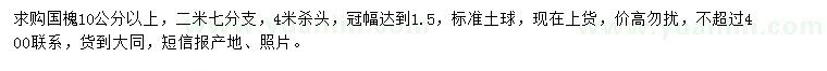 求購(gòu)10公分以上國(guó)槐
