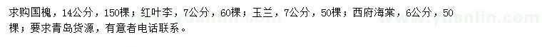 求購國槐、紅葉李、玉蘭等