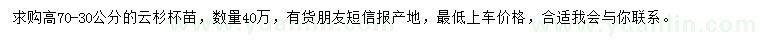 求購高30-70公分云杉